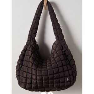 NWT Free People Quilted Carryall Tote Bag in Chocolate Brown